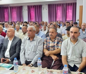 جانب من حفل افتتاح قسم جديد في جمعية التأهيل المجتمعي بمخيم البريج تحت رعاية د.أحمد أبو هولى، عضو اللجنة التنفيذية - رئيس دائرة شؤون اللاجئين.