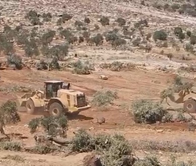 الاحتلال يواصل تجريف أراض في قرية المغير