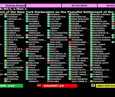 "الجمعية العامة" تصوت لصالح قرار يؤيد إعلان نيويورك بشأن حل الدولتين والخارجية ترحب