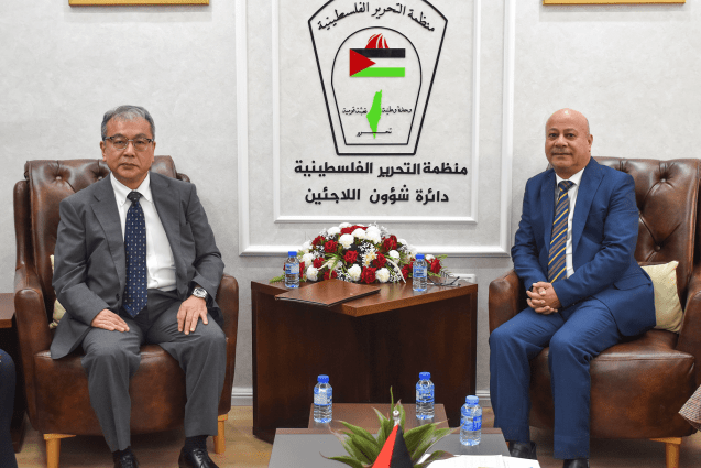 في لقاء مع السفير الياباني  د. احمد أبو هولي يثمن الدعم الياباني لدولة فلسطين ويؤكد ان لا بديل عن الاونروا